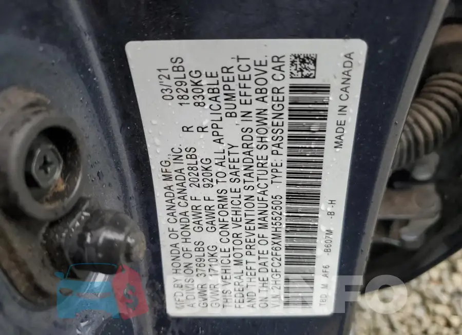 2HGFC2F6XMH552505 Photo# 12