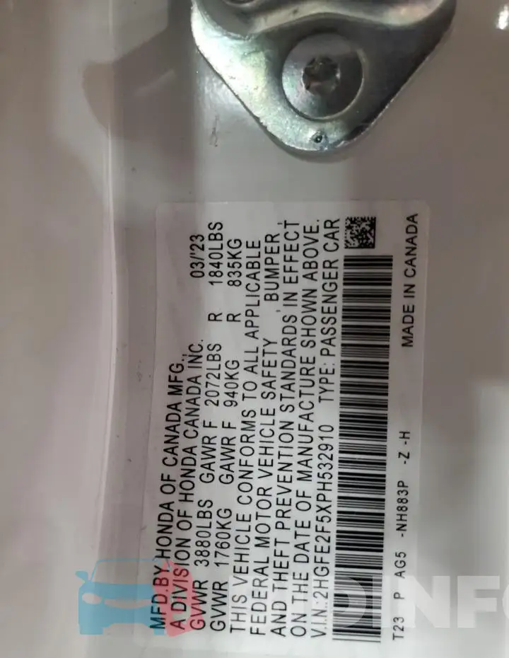2HGFE2F5XPH532910 Photo# 12