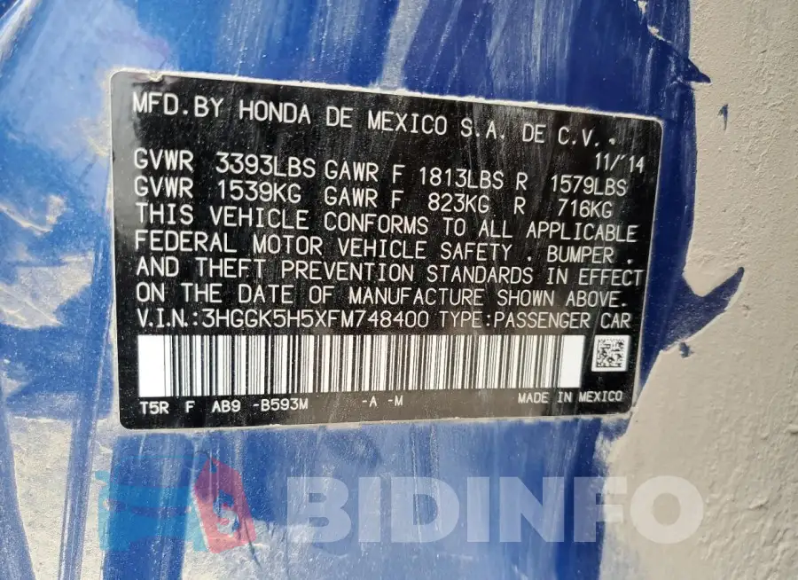 3HGGK5H5XFM748400 Photo# 12