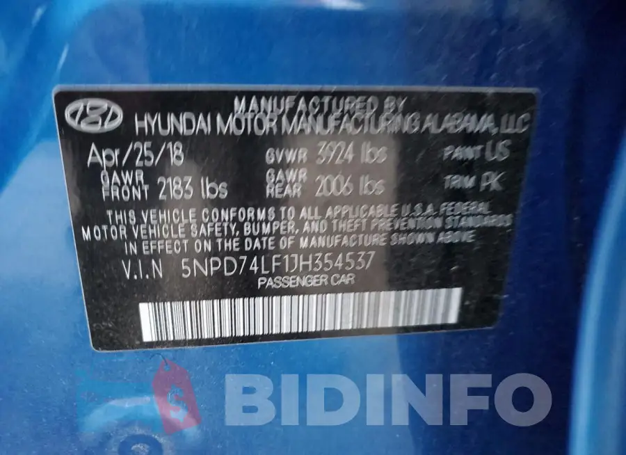 5NPD74LF1JH354537 Photo# 12