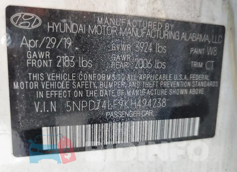 5NPD74LF9KH494238 Photo# 13