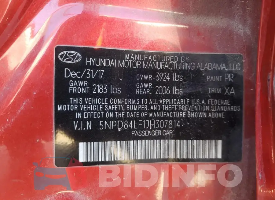 5NPD84LF1JH307814 Photo# 12