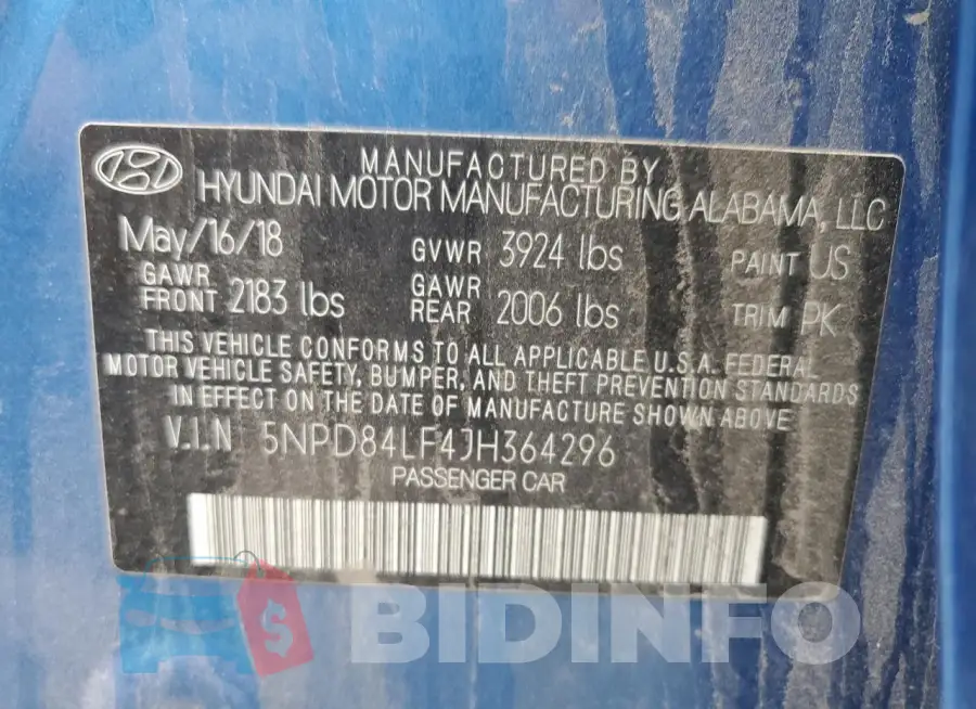 5NPD84LF4JH364296 Photo# 12