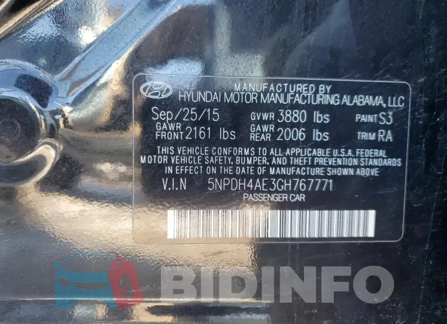 5NPDH4AE3GH767771 Photo# 12