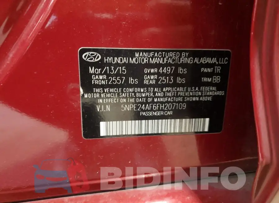 5NPE24AF6FH207109 Photo# 12