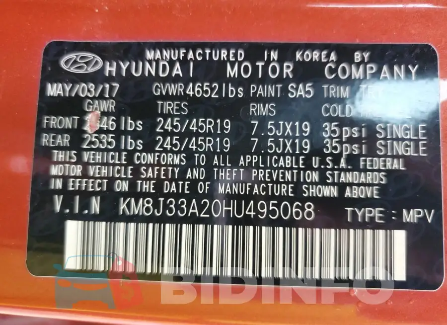 KM8J33A20HU495068 Photo# 12