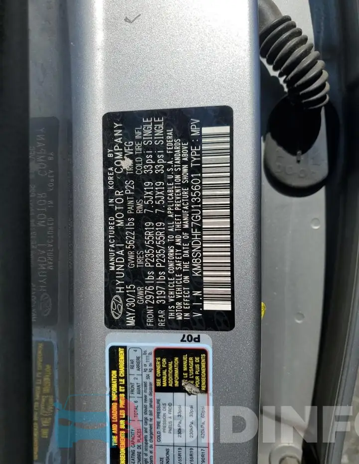 KM8SNDHF7GU135601 Photo# 12