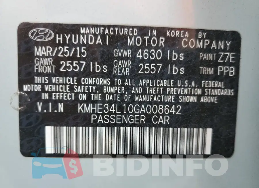 KMHE34L10GA008642 Photo# 12