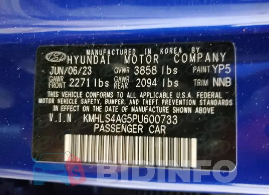 KMHLS4AG5PU600733 Photo# 13