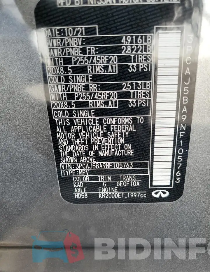 3PCAJ5BA9NF105763 Photo# 12