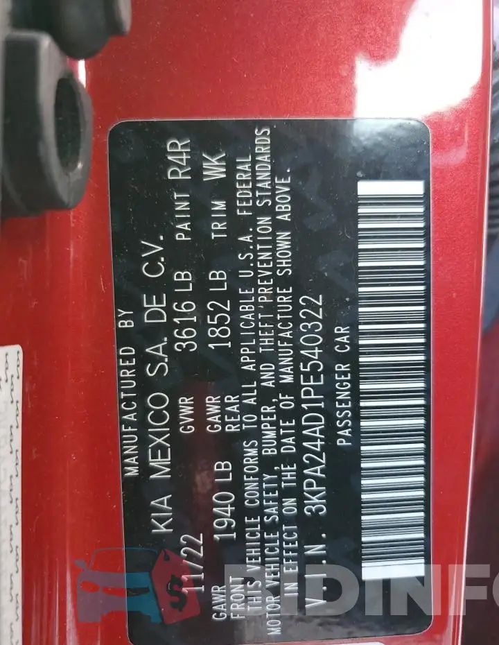 3KPA24AD1PE540322 Photo# 13