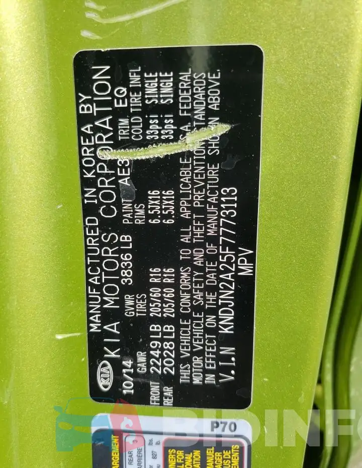 KNDJN2A25F7773113 Photo# 12