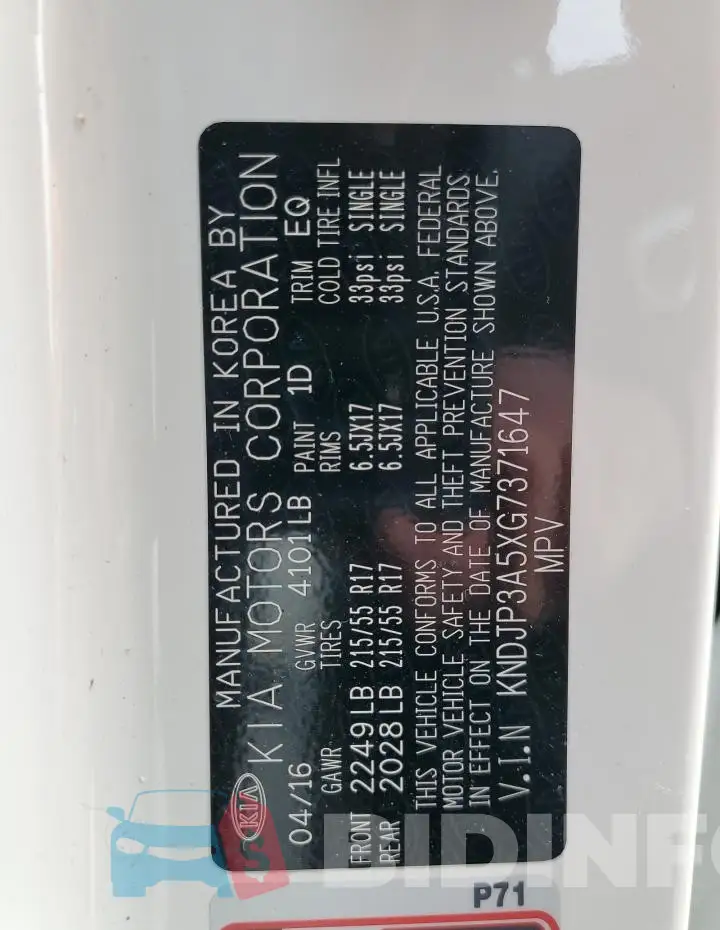 KNDJP3A5XG7371647 Photo# 12