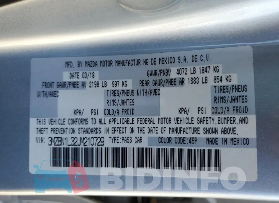 3MZBN1L32JM210729 Photo# 12