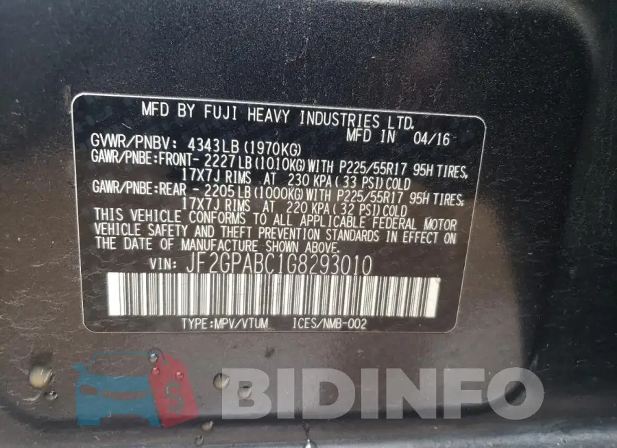 JF2GPABC1G8293010 Photo# 13