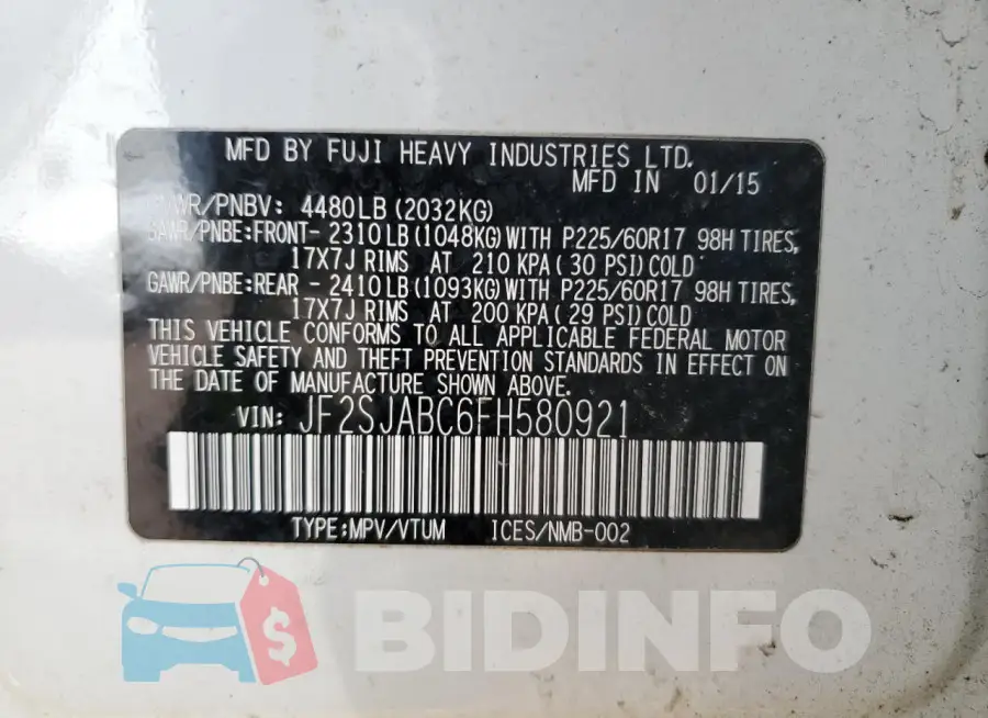 JF2SJABC6FH580921 Photo# 12