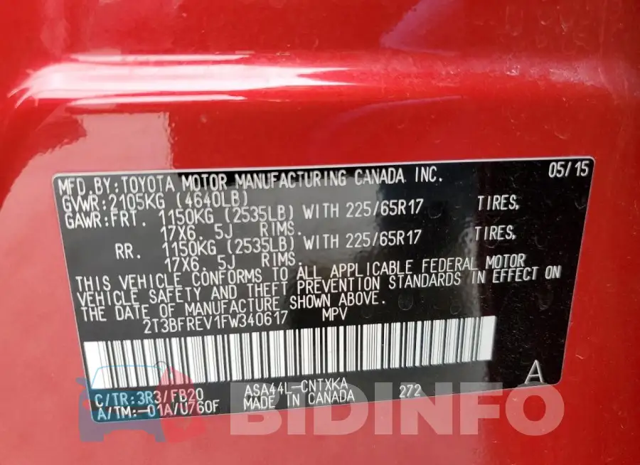 2T3BFREV1FW340617 Photo# 13