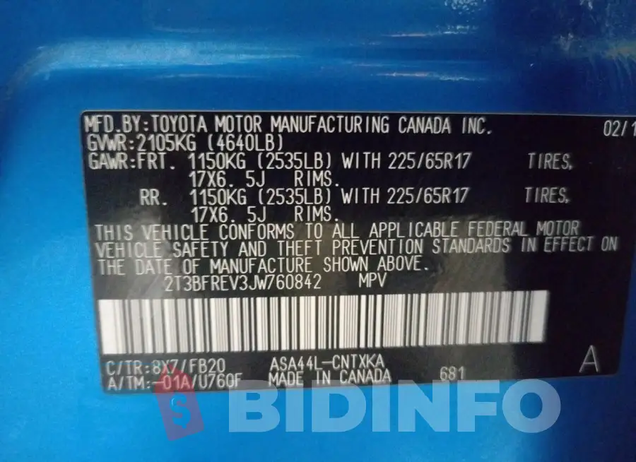 2T3BFREV3JW760842 Photo# 12