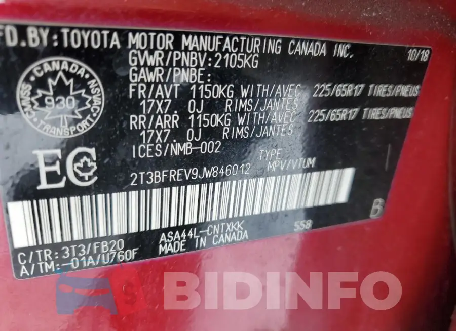 2T3BFREV9JW846012 Photo# 12