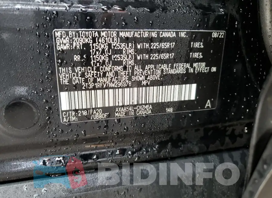 2T3P1RFV7NW296978 Photo# 13