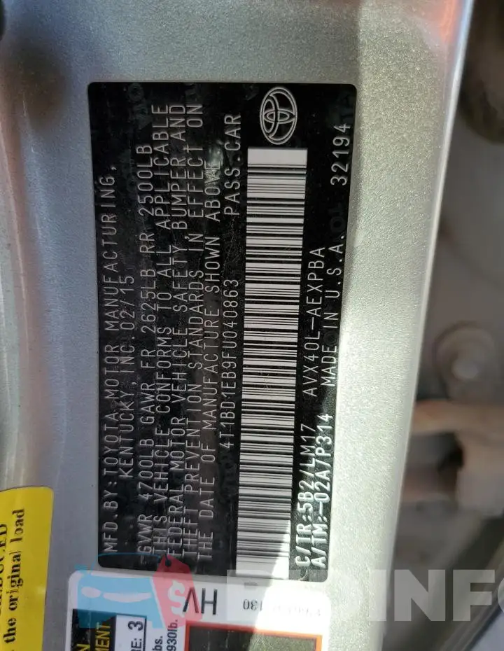 4T1BD1EB9FU040863 Photo# 12