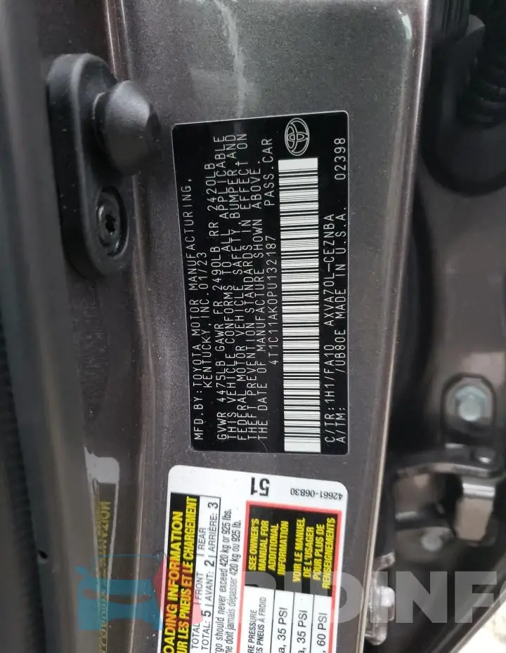 4T1C11AK0PU132187 Photo# 12