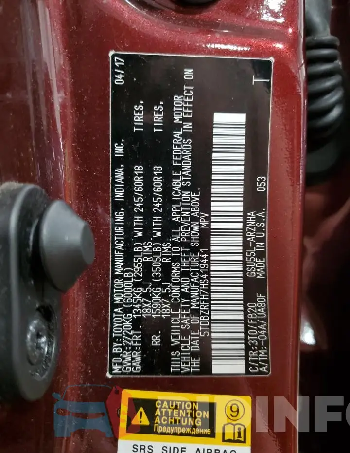 5TDBZRFH7HS419441 Photo# 14