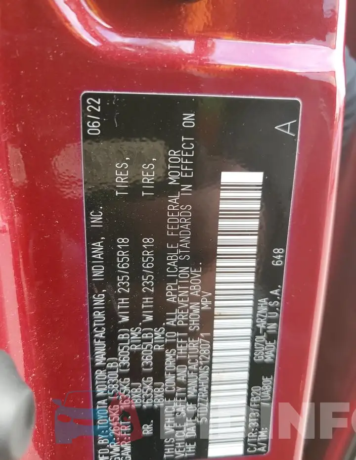 5TDZZRAH0NS128071 Photo# 13