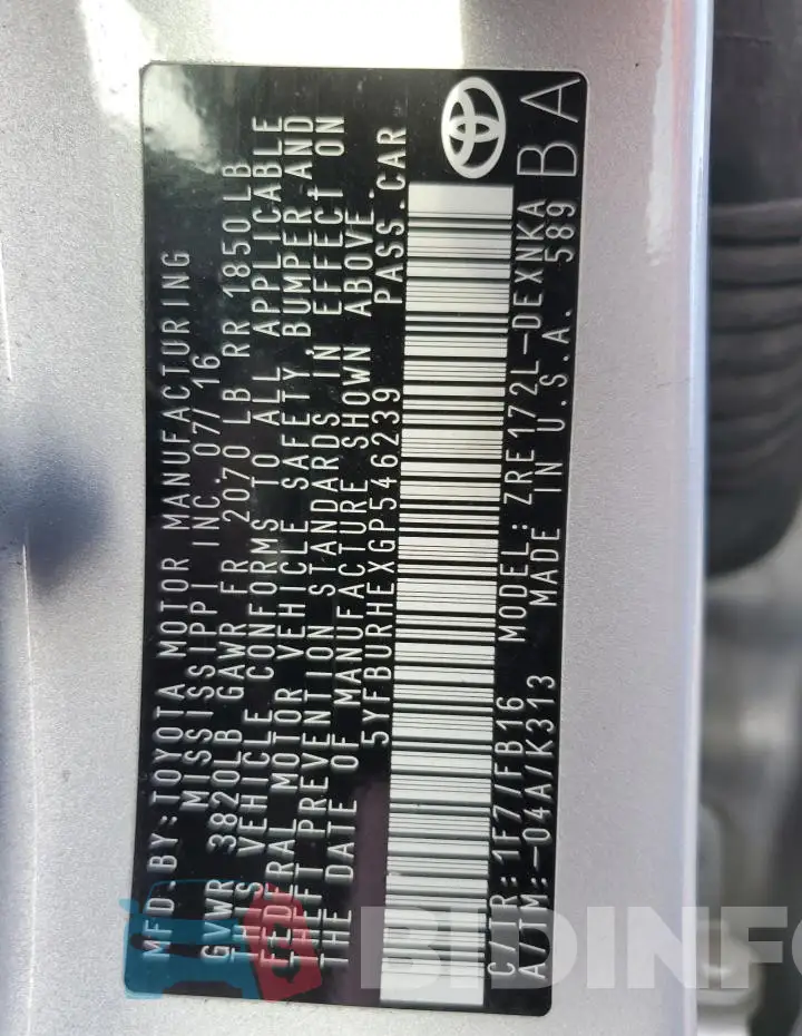 5YFBURHEXGP546239 Photo# 12