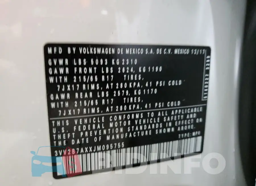 3VV2B7AXXJM095755 Photo# 12