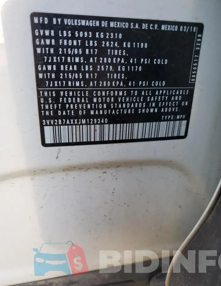3VV2B7AXXJM129340 Photo# 14