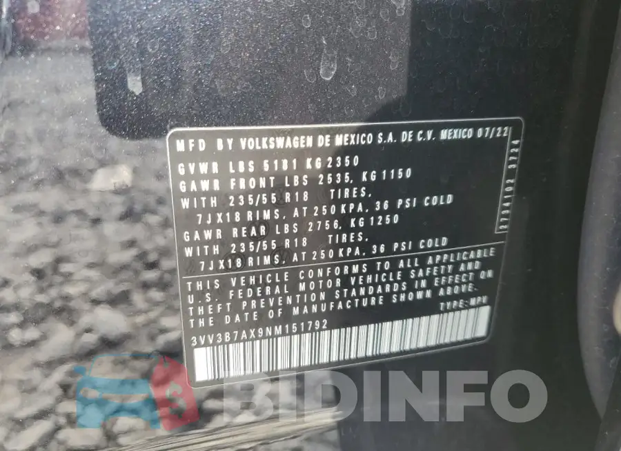 3VV3B7AX9NM151792 Photo# 13
