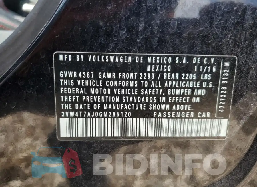 3VW4T7AJ0GM285120 Photo# 13