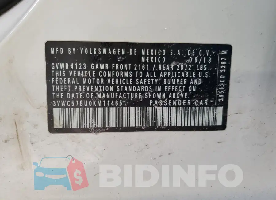 3VWC57BU0KM114651 Photo# 12