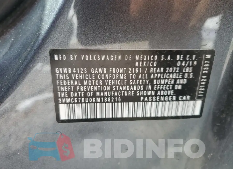 3VWC57BU0KM188216 Photo# 12