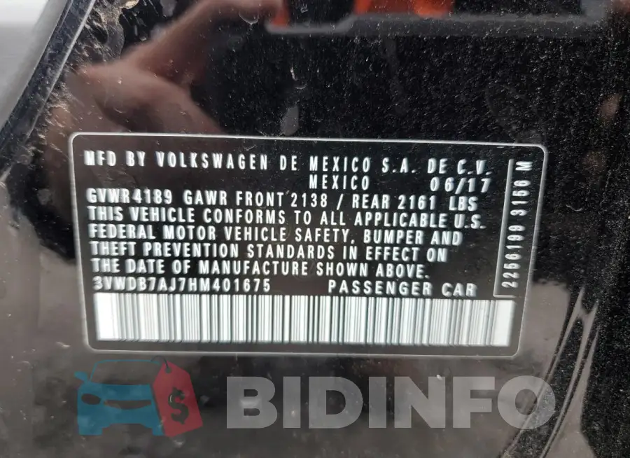 3VWDB7AJ7HM401675 Photo# 12
