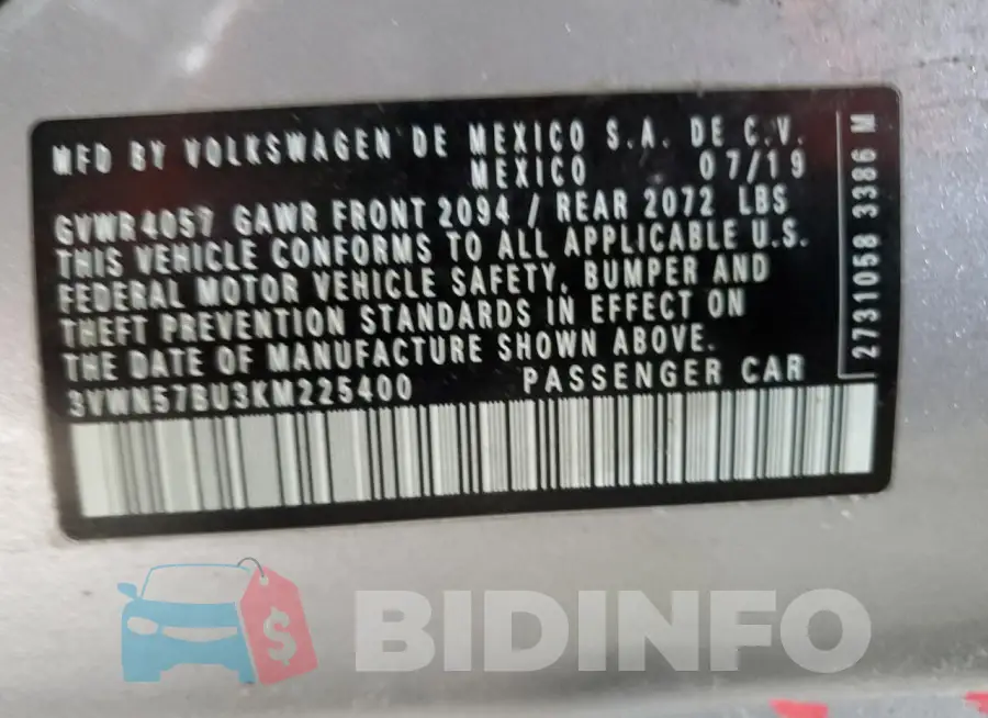 3VWN57BU3KM225400 Photo# 12