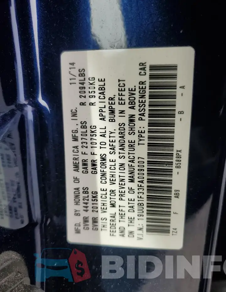 19UUB1F33FA009007 Photo# 13