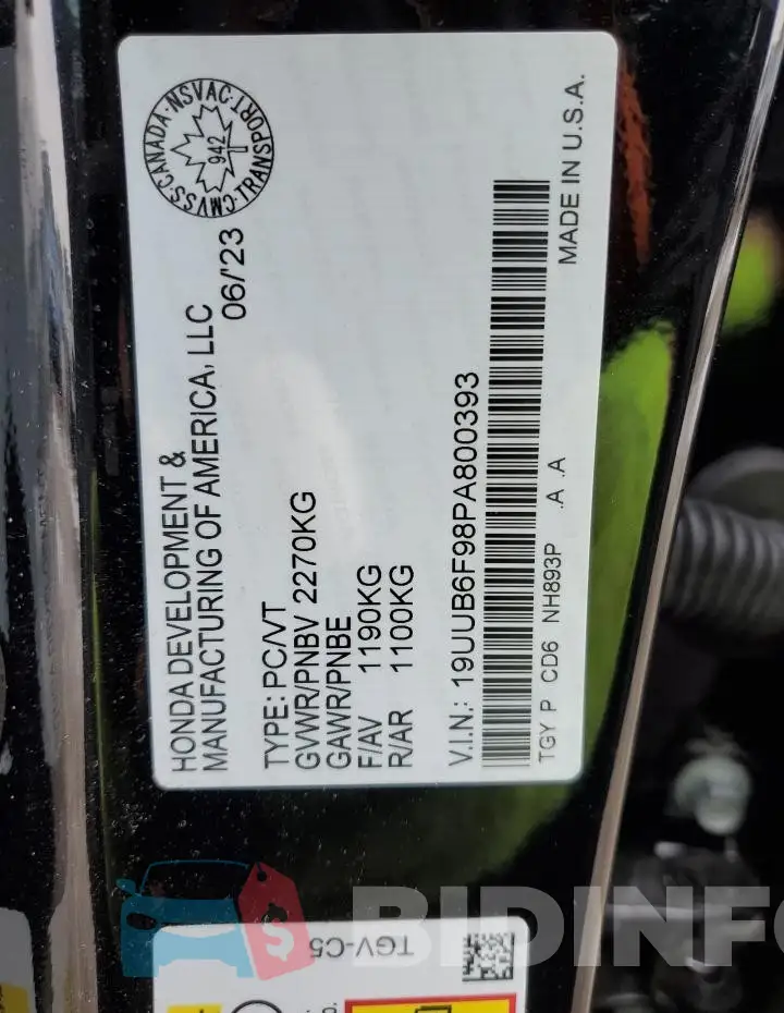 19UUB6F98PA800393 Photo# 13