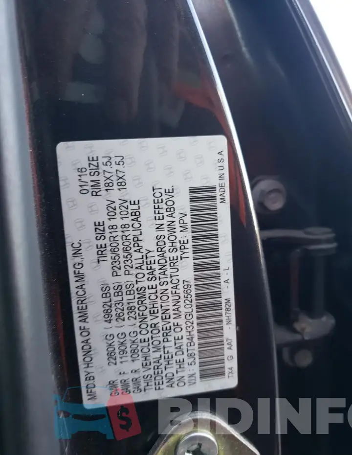5J8TB4H32GL025697 Photo# 13