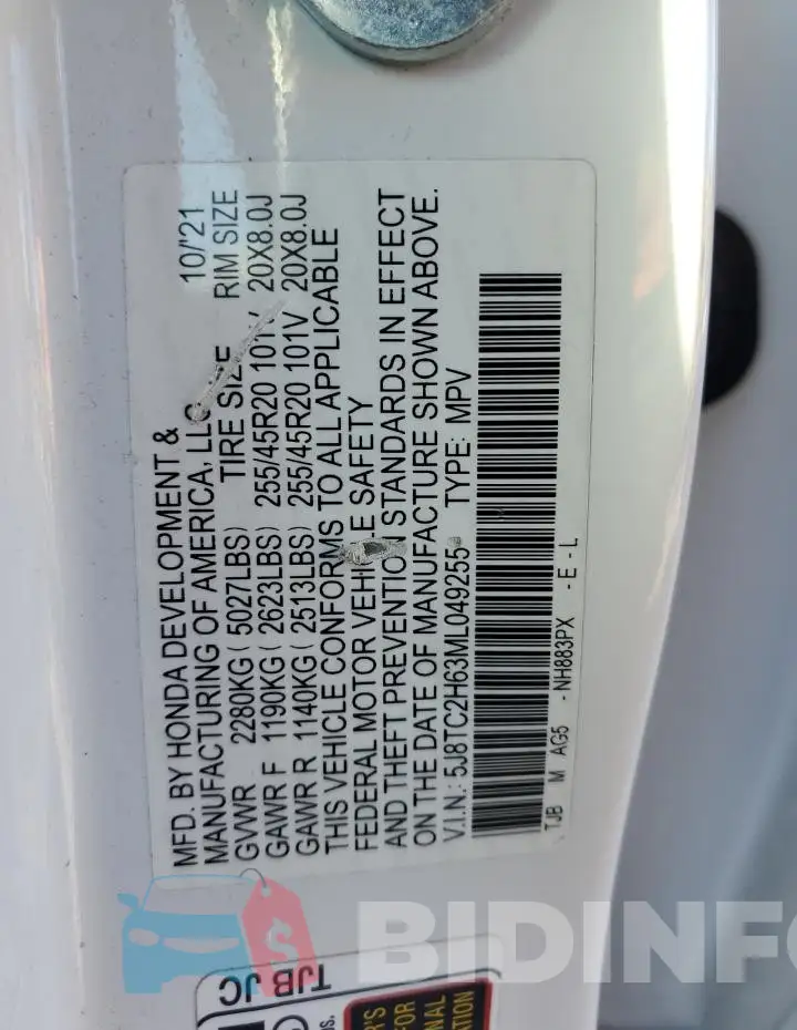 5J8TC2H63ML049255 Photo# 14