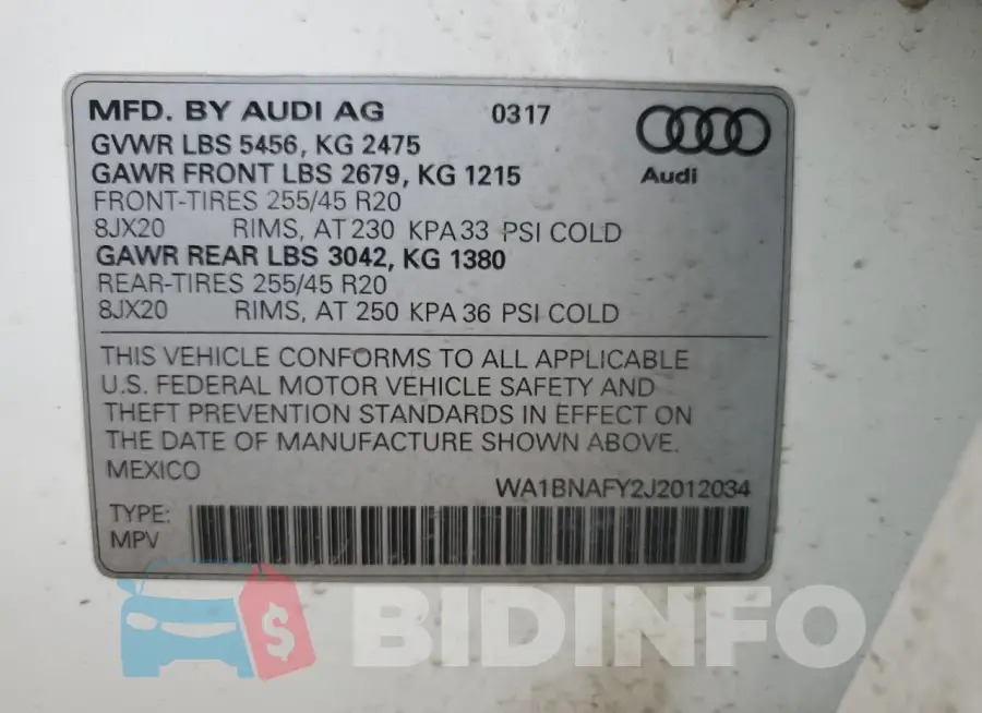 WA1BNAFY2J2012034 Photo# 14