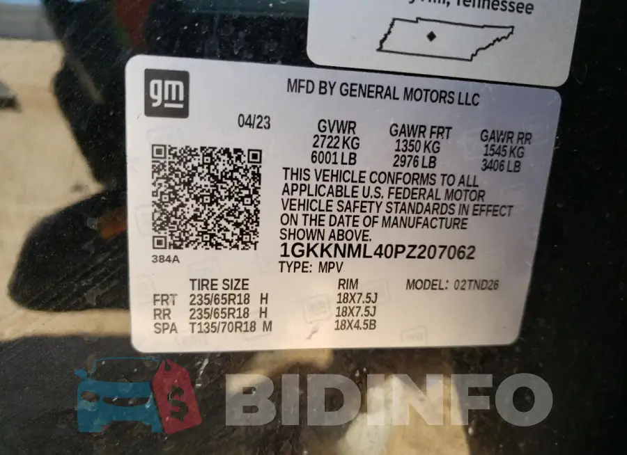 1GKKNML40PZ207062 Photo# 13