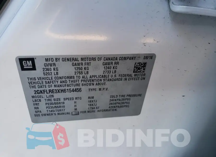 2GKFLRE3XH6154456 Photo# 13