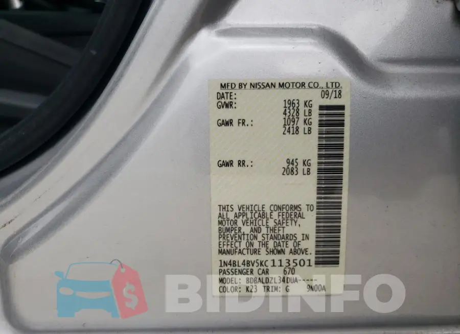 1N4BL4BV5KC113501 Photo# 12
