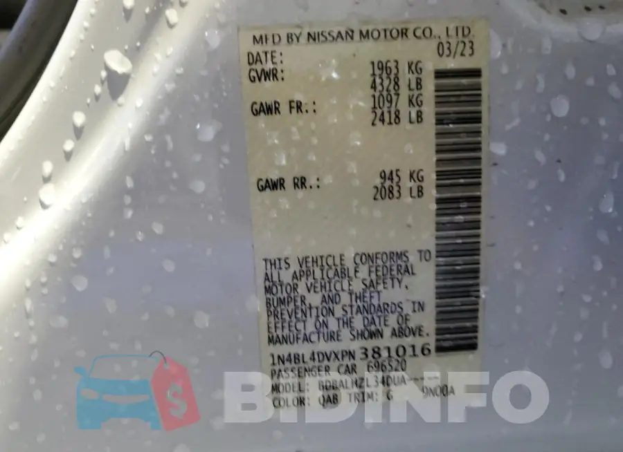1N4BL4DVXPN381016 Photo# 13