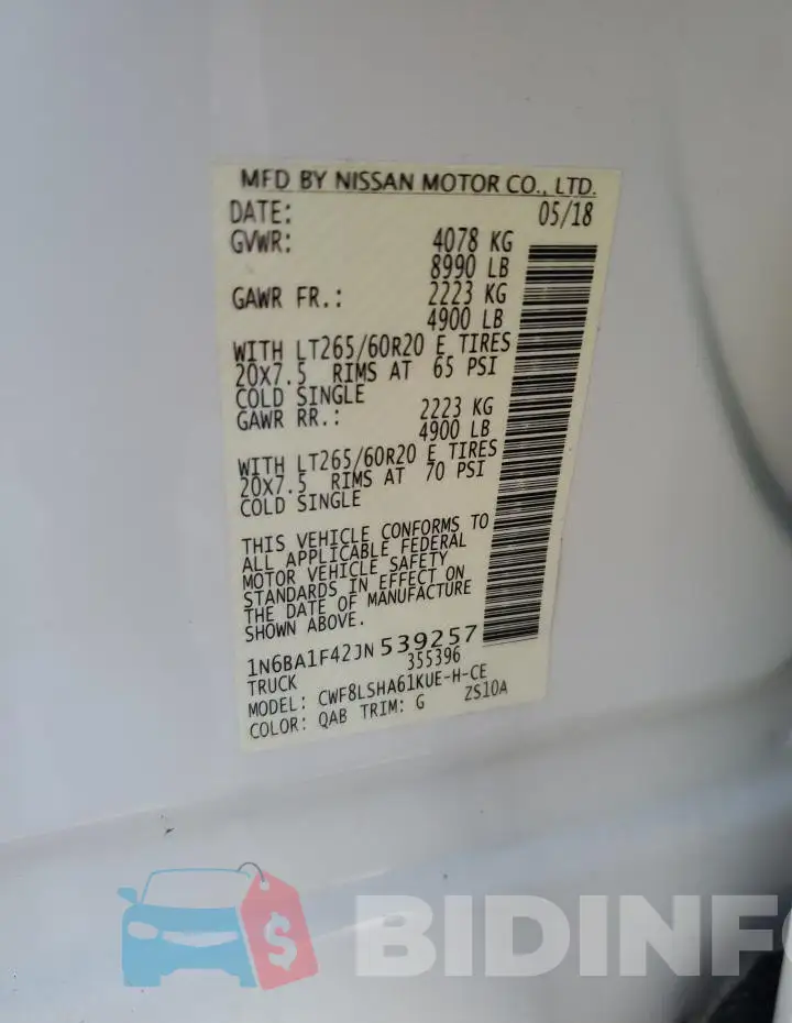 1N6BA1F42JN539257 Photo# 12