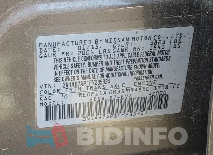3N1AB7AP1FY235334 Photo# 12