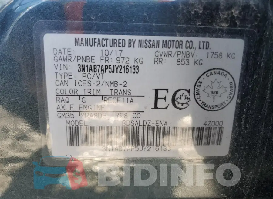 3N1AB7AP5JY216133 Photo# 12