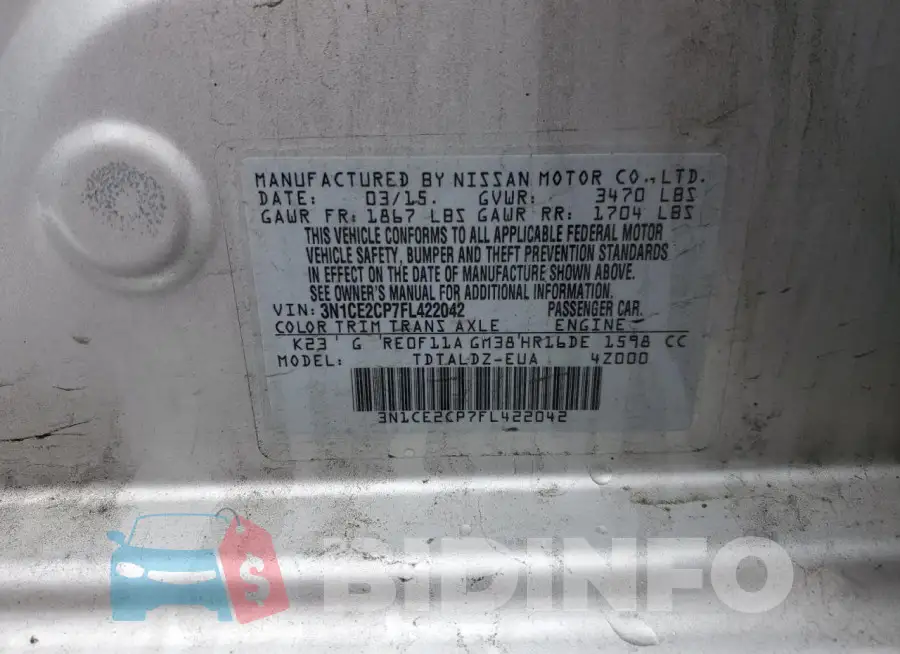 3N1CE2CP7FL422042 Photo# 12